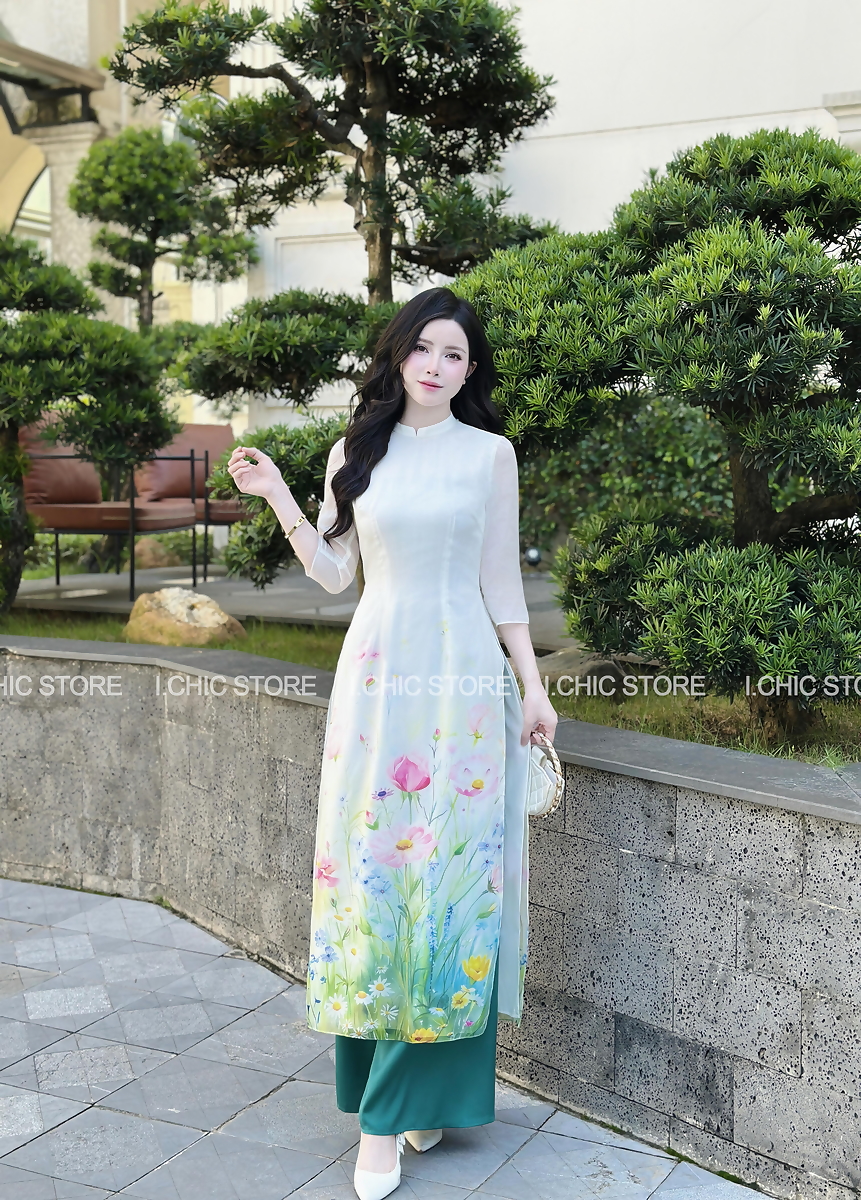 Áo Dài Như Mai Trắng